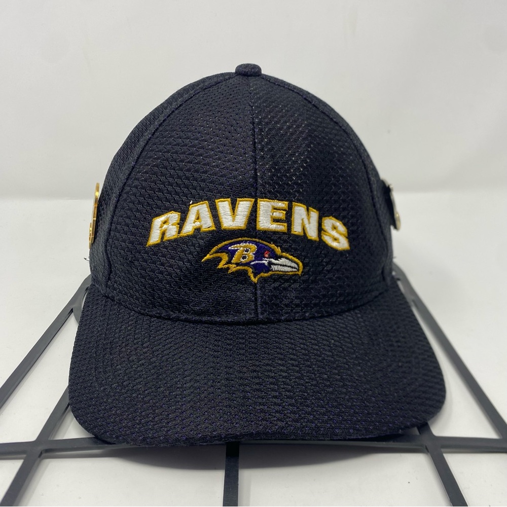 Baltimore Ravens Black Mesh Vintage Hat With Superbowl Pins Adjustable